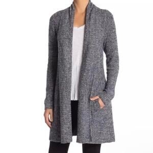 Barefoot Dreams Gray Ribbed CozyChic Lite Cardigan Small